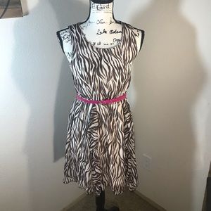 Pinky Zebra Print Midi Sleeveless Dress XL 16